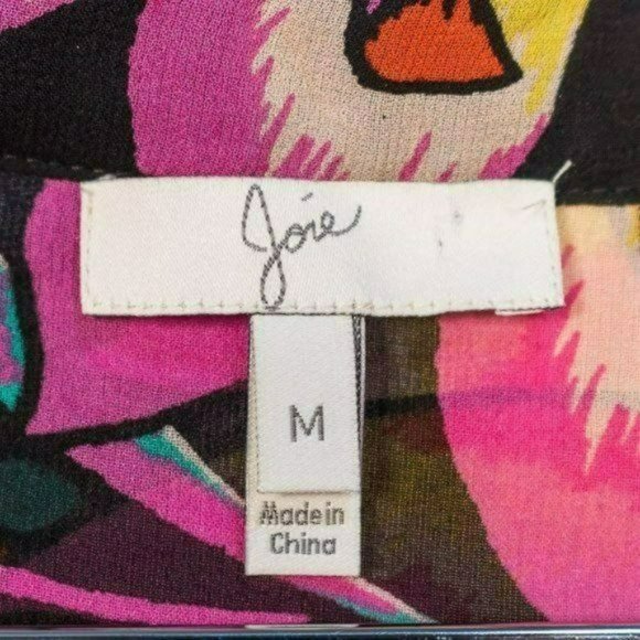 Joie Devitri Silk Floral Print Sheer Long Sleeved Blouse Top, Size Medium - Picture 3 of 4